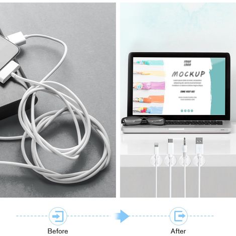 12er-pack Kabelclips, Transparente Kabelorganisator-clips, Selbstklebende Kabelbinder Für Ladegeräte, Geeignet Für Büros, Wohnungen, Arbeitszimmer, Autos, Bürokabinen Und Tische