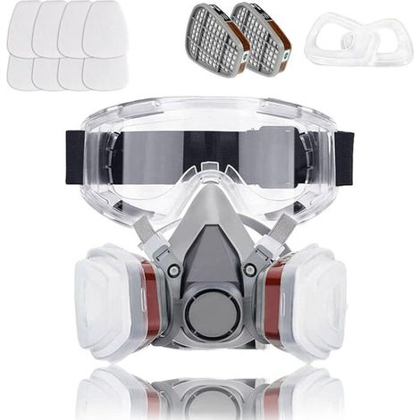 16-in-1-schutzmaske, Malermaske, Wiederverwendbar Mit Staubfilter, Atemschutzmaske Mit Filter Für Sprühen, Lackieren, Bauarbeiten, Chemikalien, Heimwerken Und Schleifen