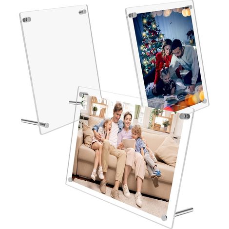 5x7 Zoll Acryl-fotorahmen – 3 Transparente Teile – Wendbar (männlich/weiblich) – Uv-schutz – Schwebender Tischrahmen Für Fotos Und Urkunden