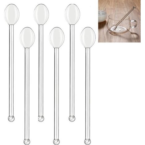 6-teiliges Set: Klarglaslöffel Mit Langem Griff, 16 Cm Langer Glasrührer, Ideal Für Eiscreme, Desserts, Säfte Und Kaffee. Perfekt Für Gesellige Runden.