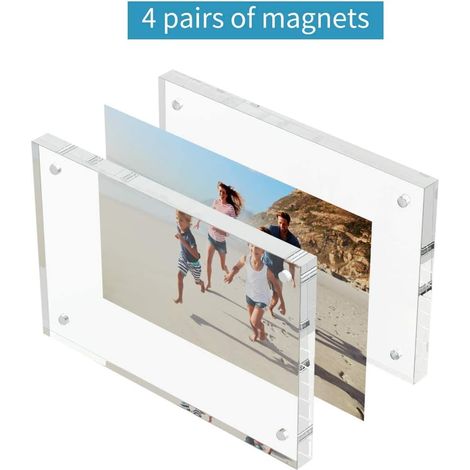 Acryl-fotorahmen – Transparente Rahmen, Doppelseitig Magnetisches Acryl, Rahmenloser Quadratischer Klarsichtrahmen, Fürs Büro – 10 X 15 Cm