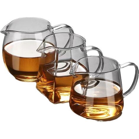 Dreiteiliges Glas-teeservice: 400 Ml Geradwandige Tasse + 350 Ml Quadratische Tasse + 450 Ml Große Enzianförmige Tasse, Teespender Für Kung-fu-tee.