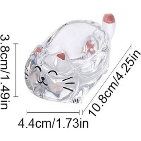 Ein Set Aus 5 Niedlichen, Katzenförmigen Sojasaucenschalen, Einer Japanischen Kristallschale In Katzenform Mit Essstäbchenablage Und Einer Kleinen Beilagenschale.