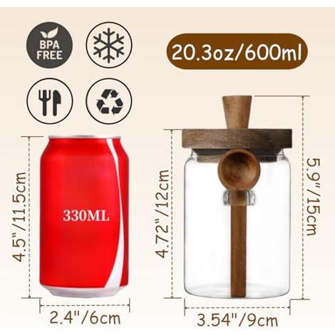Einmachglas Mit Holzdeckel Und Löffel, 20-unzen-vorratsbehälter (ca. 575,5 Gramm), Kaffeemaschine, Glas Für Gemahlenen Kaffee, Glas-vorratsbehälter
