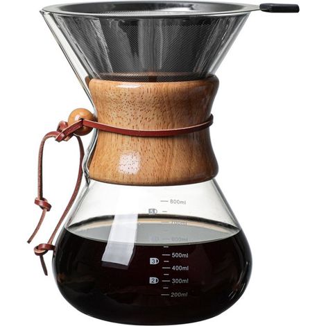 Kaffeemaschine – Glaswasserflasche – Mit Filter – Wiederverwendbar – Slow-brew-kaffeebereiter-set – Material: Glas – 800 Ml