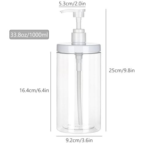 Nachfüllbarer Pumpspender, 2er-set À 1000 Ml (33,8 Oz) Für Klare Seife Und Desinfektionsmittel, Mit Großer Öffnung, Geeignet Für Shampoos Und Duschgels Im Badezimmer.