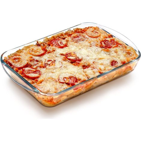 Rechteckige Lasagneform Aus Glas Mit Den Maßen 30 X 17,5 X 5,5 Cm Und Einem Fassungsvermögen Von 1,6 Litern.