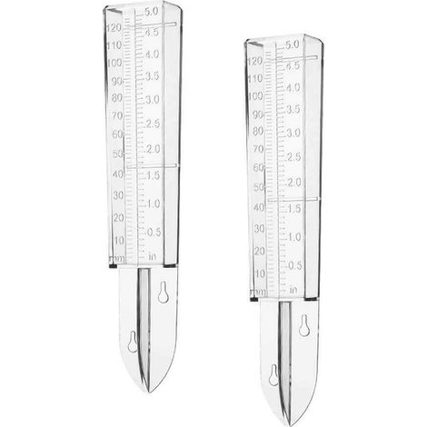 Regenmesser Aus Kunststoff, Geeignet Für Den Außenbereich – 12,7 Cm (5 Zoll) Fassungsvermögen – Leicht Ablesbar – Geeignet Zur Wandmontage Oder Bodeninstallation (transparent, 2 Stück)