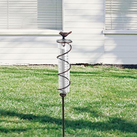 Regenmesser Für Den Garten – Frostbeständiger Glas-regenmesser. Für Den Außenbereich Geeignet (mit Metallstab). Ideales Dekorationselement Für Gärten, Terrassen Und Die Gartengestaltung.