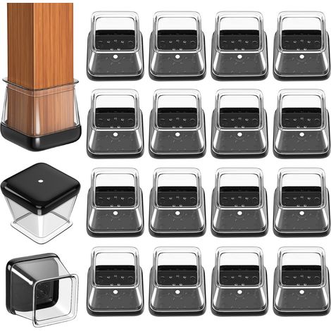 Set Mit 16 Stuhlgleitern (speziell Für Teppichböden) — Quadratische Stuhlgleiter, Silikon-möbelkappen, Kratzfeste Gleiter (geeignete Größe: 2,6–3 Cm)