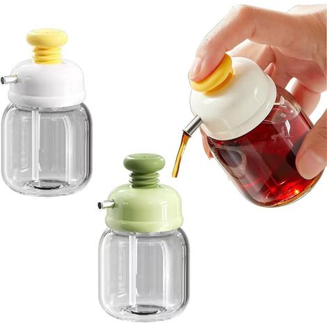 Set Mit 2 Mini-glasflaschen (100 Ml) – Kompakte Flaschen Zum Präzisen Dosieren Von Salatöl, Sojasauce, Essig Und Honig – Küchenaccessoire