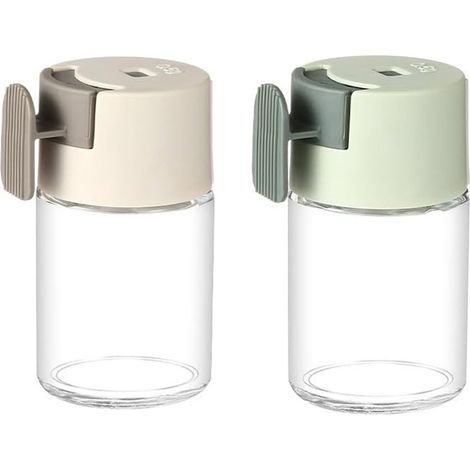 Set Mit 2 Vorgemischten Gewürzstreuern – Salz- Und Pfefferstreuer – Küchenaccessoire – 0,5 G Dosierung Pro Pumpstoß, 100 Ml Fassungsvermögen – Glas Und Kunststoff – 5 × 9 Cm – Geeignet Für Salz Und Pf