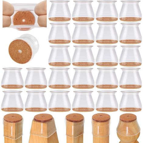 Set Mit 24 Silikon-stuhlbeinschonern Für Parkett- Und Fliesenböden. Rutschfeste Und Geräuschdämpfende Matten Für Möbelbeine.