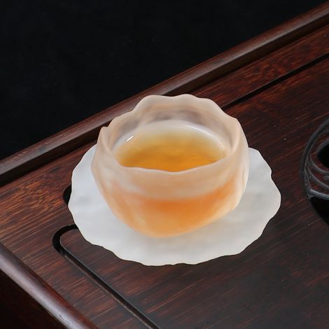 Teetasse - Teeservice Mit Mattiertem Eismuster, Einzelne Dicke Glas-teetasse, Teetasse Für Zuhause (tasse + Untersetzer)