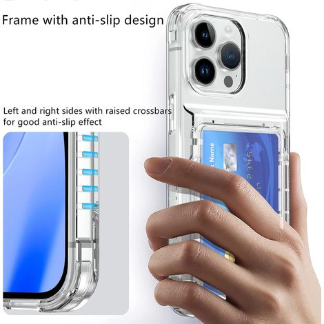Transparente Hülle Für Iphone 17 Pro Max Mit Kartenhalter Und Ständer. Robustes Polycarbonat Und Flexibles Tpu. Vergilbungsbeständig, Schlank Und Stoßfest. Stoßfester Schutz.
