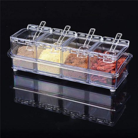 Transparentes Gewürzglas Mit Deckel Und Löffel, Gewürzglas Aus Kunststoff Zur Aufbewahrung, Gewürzglas Für Gewürze, Zucker, Salz, Pfeffer, Kräuter, Tee, Kaffee, Für Den Gebrauch In Der Küche.