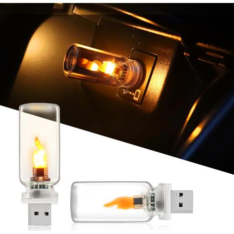 Usb-autolampe, Led-flammeneffekt, Retro-led-nachtlicht In Klarglas, Ideal Für Camping, Partys, Abende Und Das Schlafzimmer.