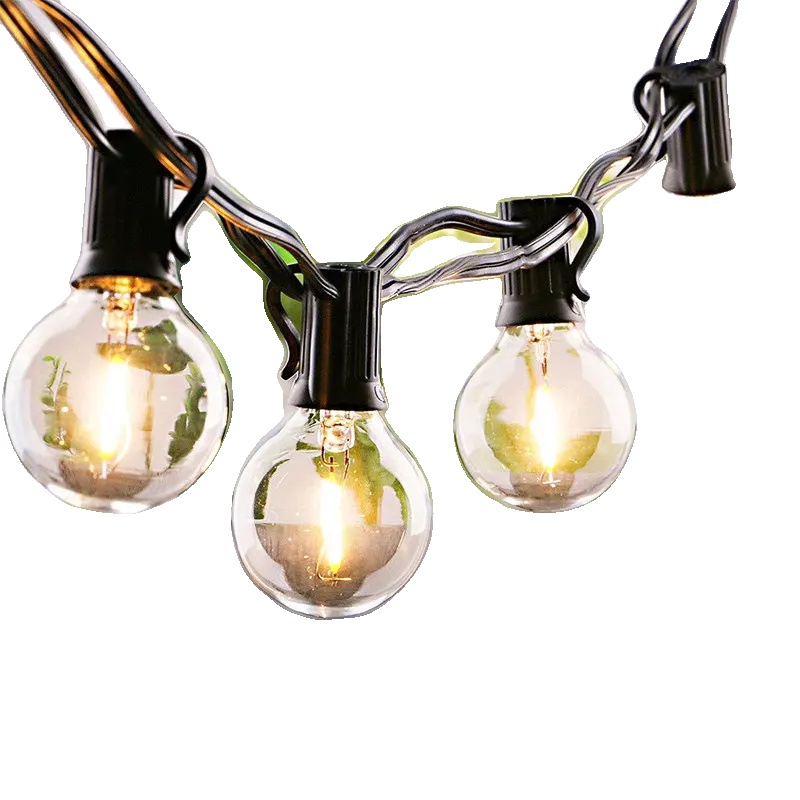 Led-globus-lichterkette, Vintage-design, Innen-/außenbereich, Schwarzes Kabel-a, Eu-stecker-a, 30m 100lampen