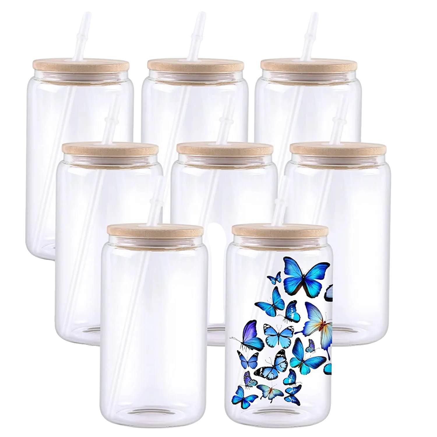 Sublimationsbecher, 16 Oz Kapazität, Umweltfreundliches Design, 8stk Klar, 16oz