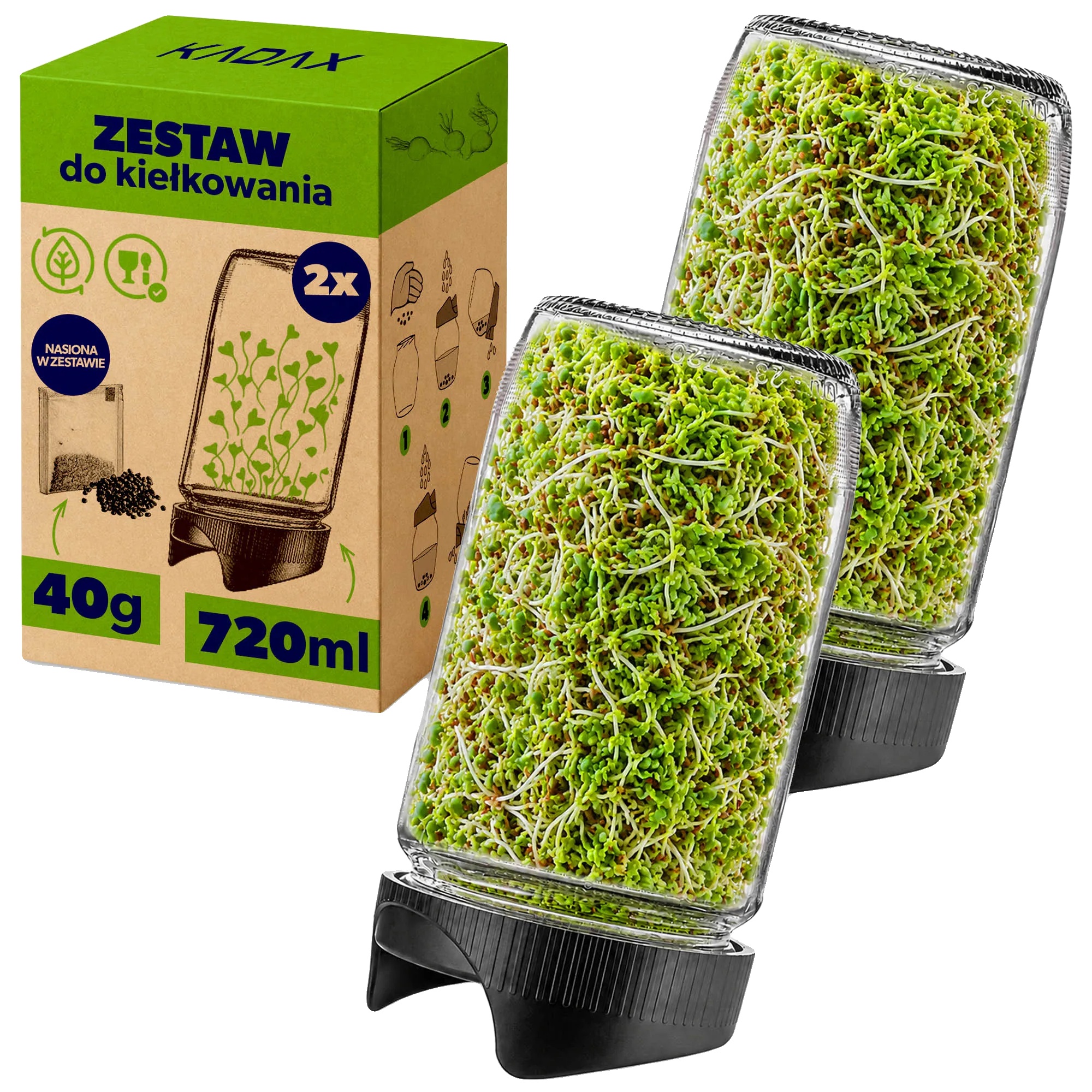 Keimglas, Glas, 720 Ml Kapazität, Lentikulärer Siebdruck, 15° Winkelkompatibilität, Enthält Radieschensamen
