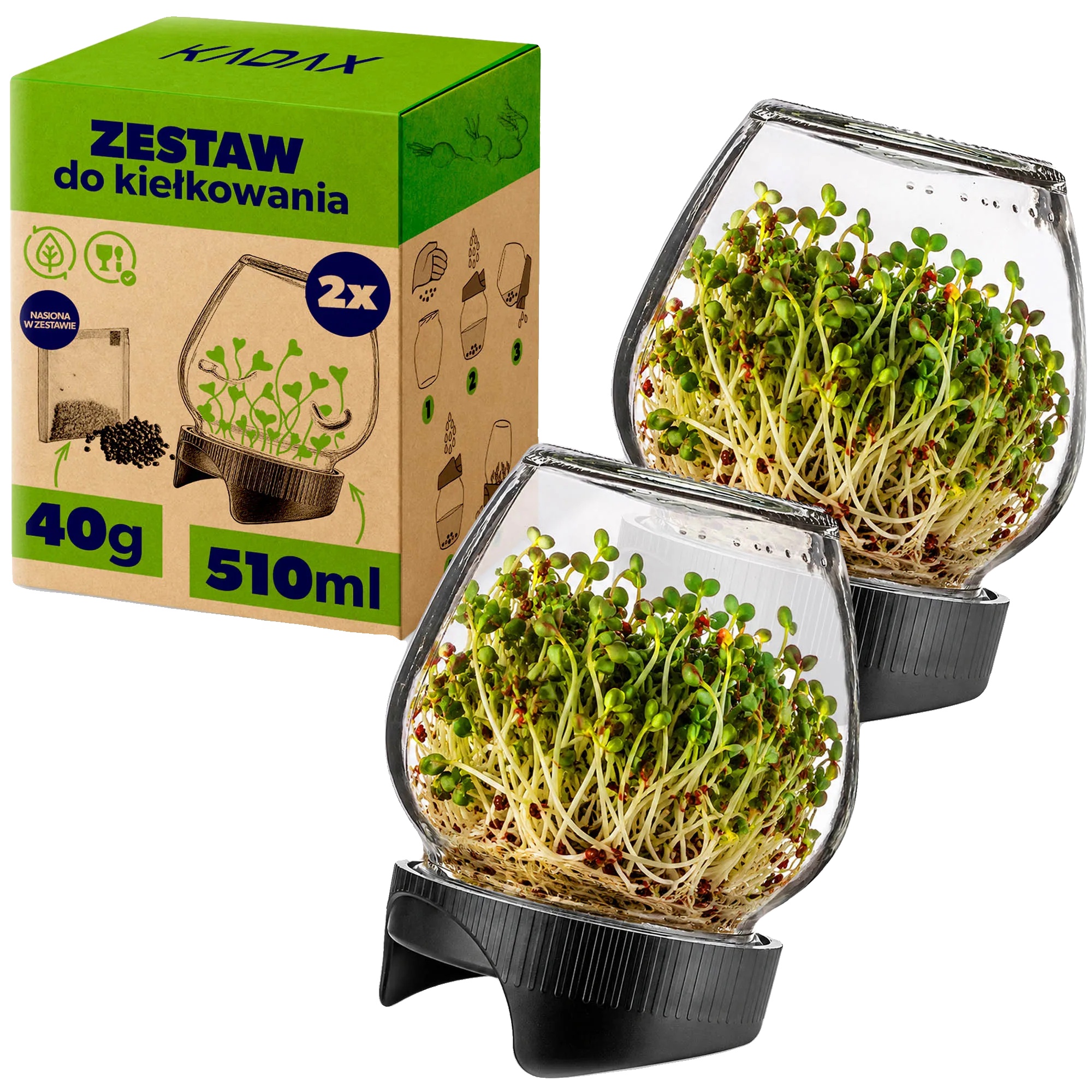 Glas Keimungsglas, 510 Ml Fassungsvermögen, 15 Cm Höhe, Linsenförmiges Siebdesign, Samenkompatibilität, Effiziente Wasserableitung