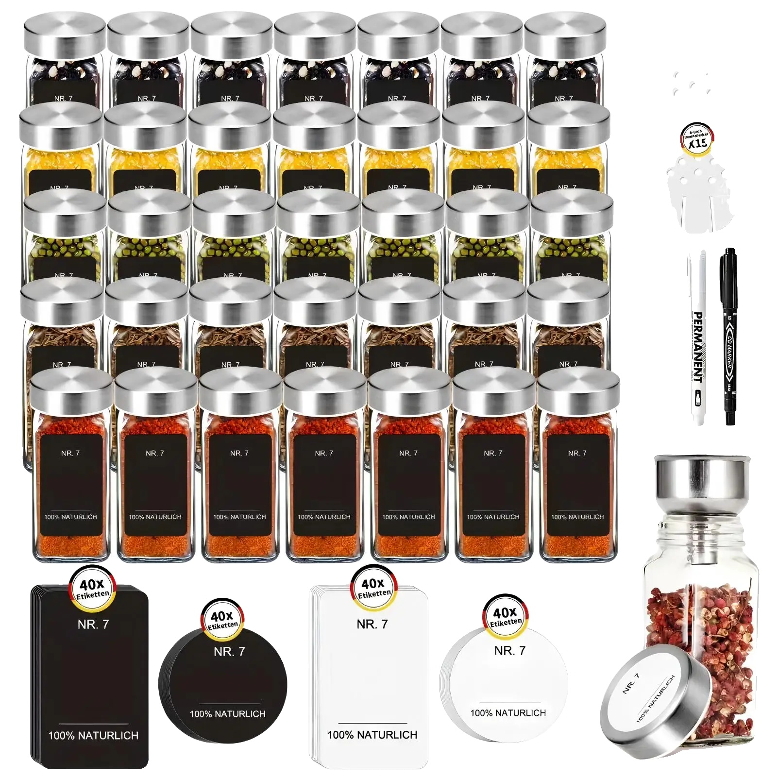 Gewürzglas-set, Luftdichtes Design, Inklusive Etiketten, 35 Pcs