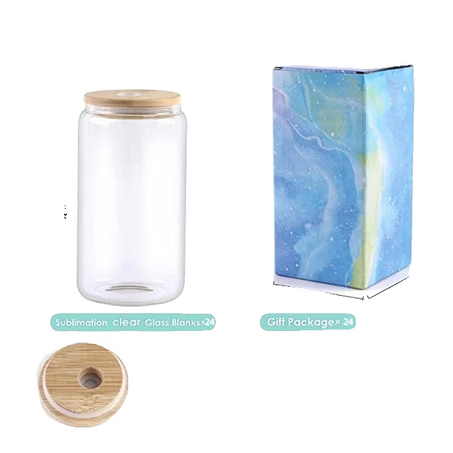 Sublimationsbecher, Komplettset Mit Deckeln Und Strohhalmen, Vielseitige Trinkgefäße, 24stk Klar, 16oz-c