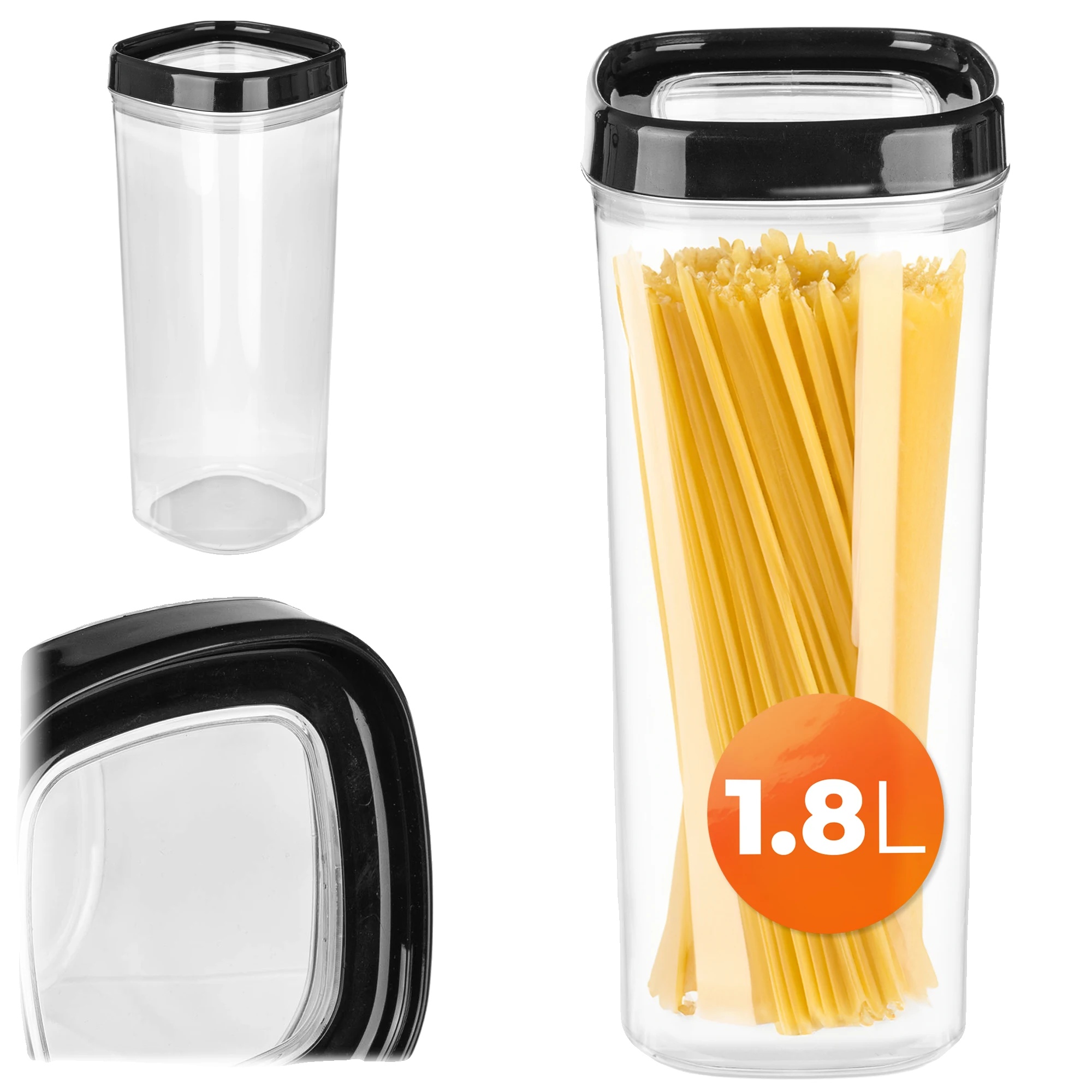 Lebensmittelbehälter, Praktisches Design, Langlebiges Material, Schwarz