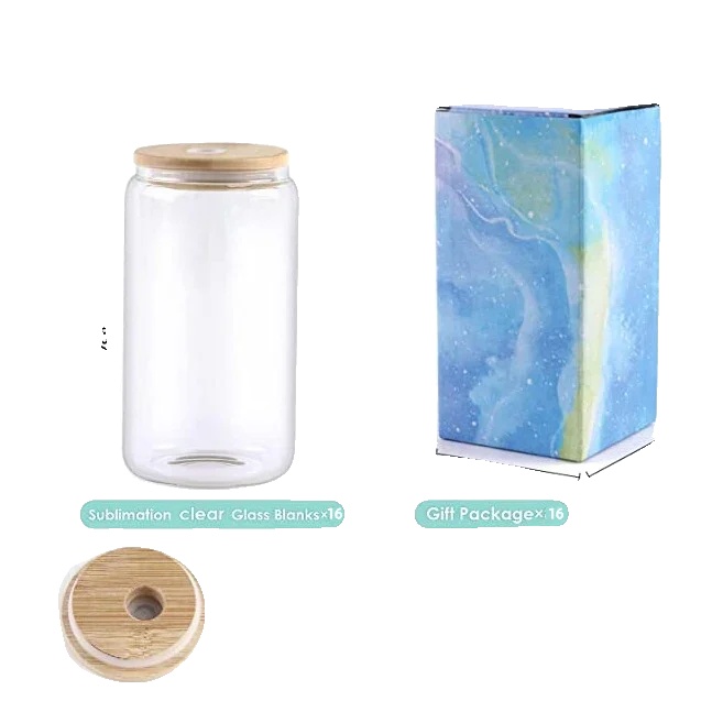 Sublimationsbecher, Komplettset Mit Deckeln Und Strohhalmen, Vielseitige Trinkgefäße, 16stk Klar, 16oz-d