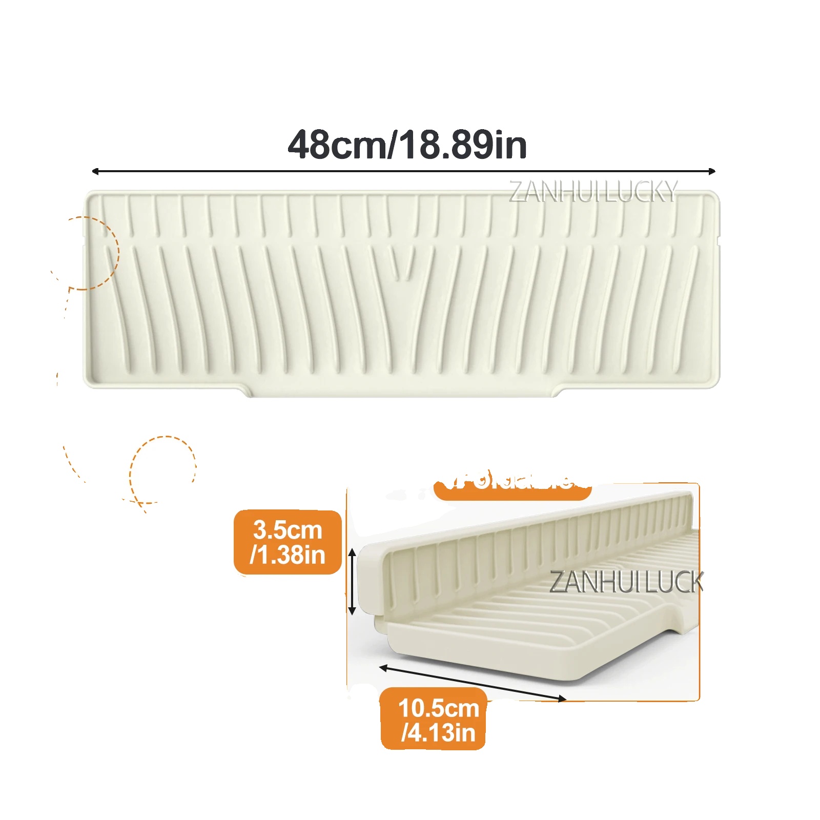 Spüle Spritzschutz, Multitasking-matte, Umweltfreundliches Silikon, Beige L48w15cm, Silikon-d