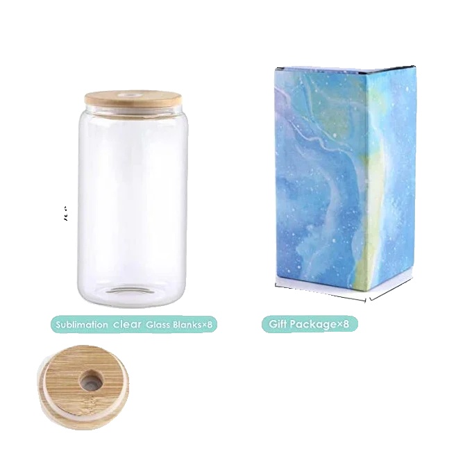 Sublimationsbecher, Komplettset Mit Deckeln Und Strohhalmen, Vielseitige Trinkgefäße, 8stk Klar, 16oz-e