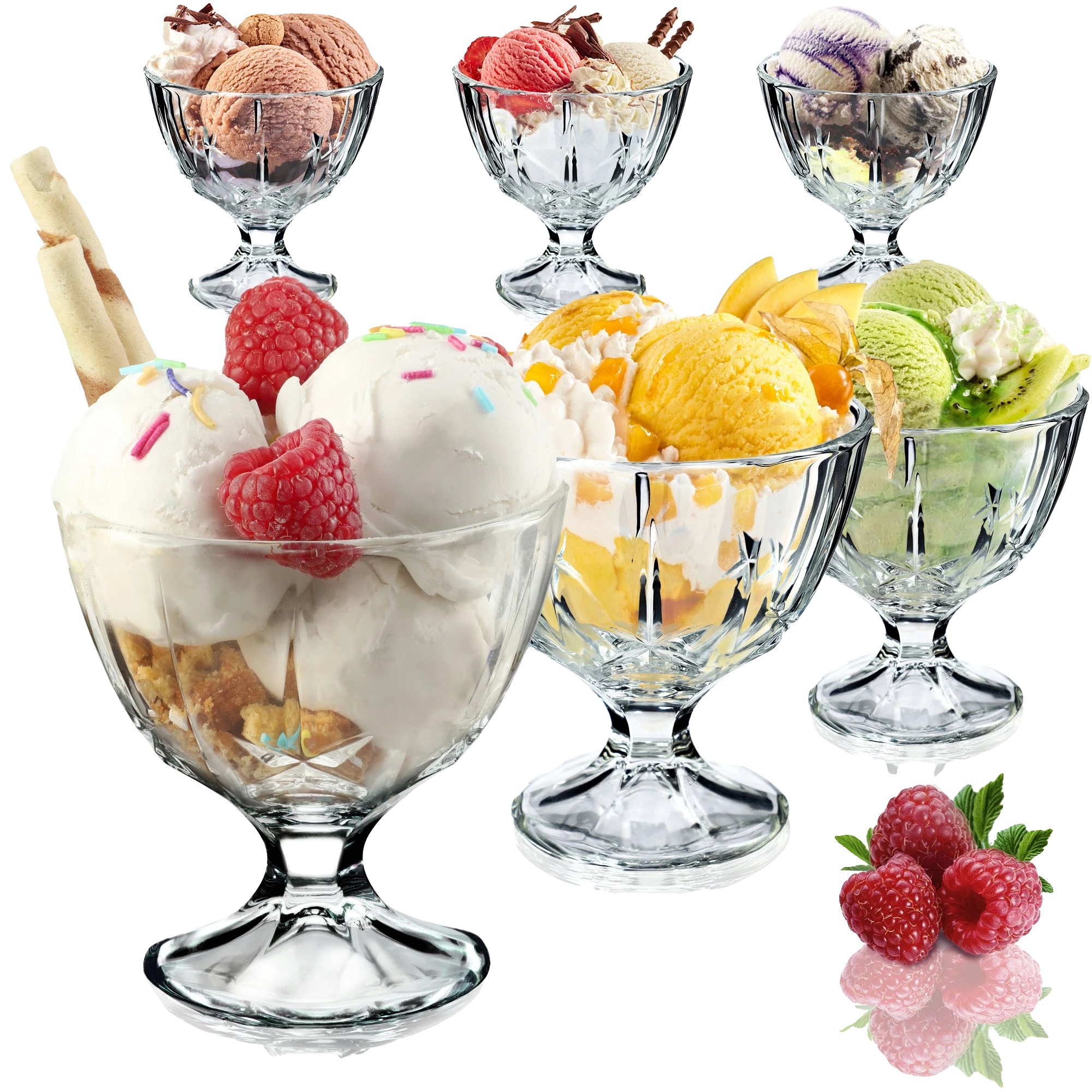 Glas-dessertschalen, 300 Ml Fassungsvermögen, Runde Form, Fcm-zertifiziert, Langlebiges Glasmaterial, Elegantes Design