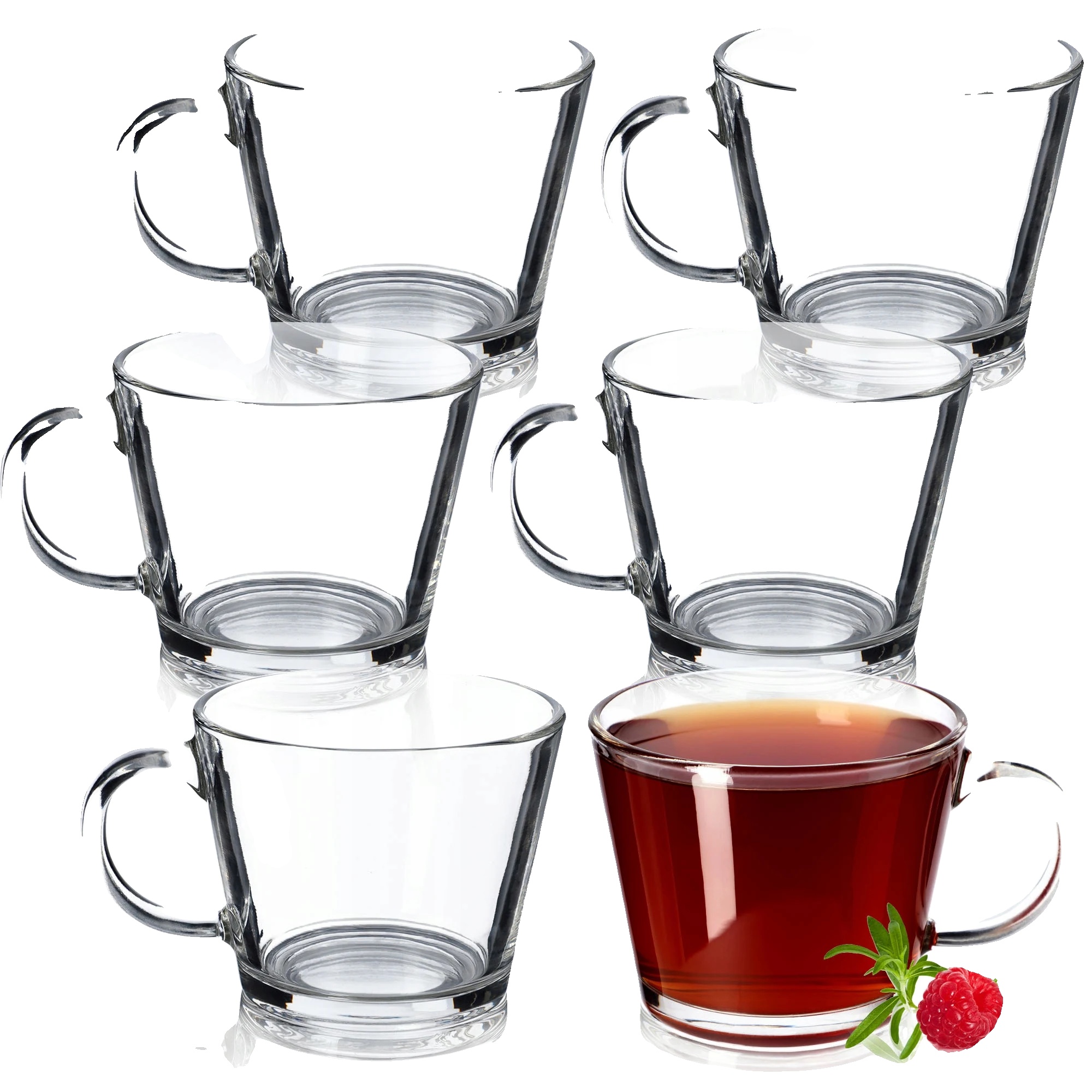 Tee Saft Getränkeglas, Höhe 15 Cm, Durchmesser 8 Cm, 380 Ml Fassungsvermögen, Ergonomischer Griff, Lebensmittelkontaktmaterial-zertifizierung