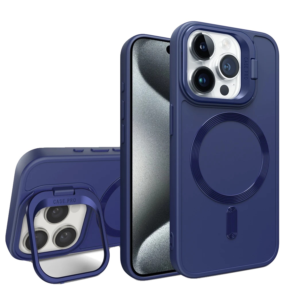 Ständerhülle, Magnetisch, Stoßfest, Blau, Für Iphone 16pro Max