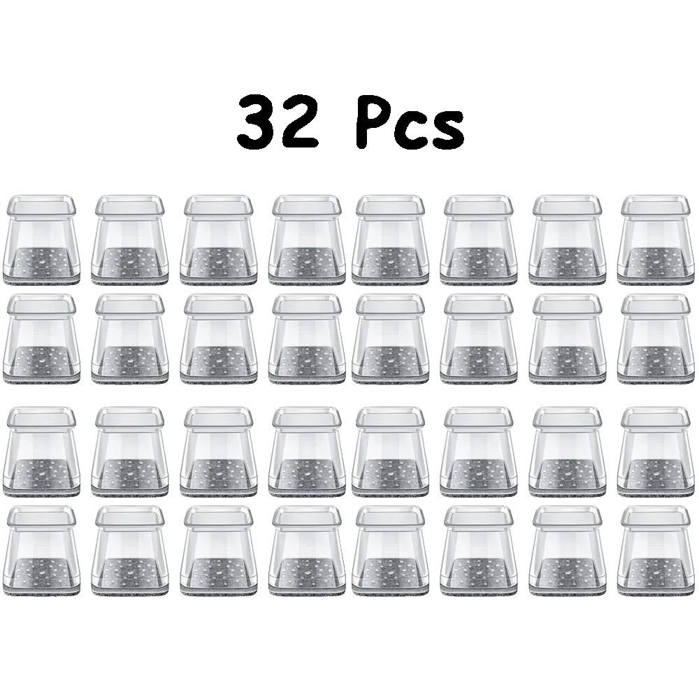 Stuhlbeinschutz, Geräuschreduzierung, Fußbodenschutz, Transparent-c, M, 32 Pcs-c