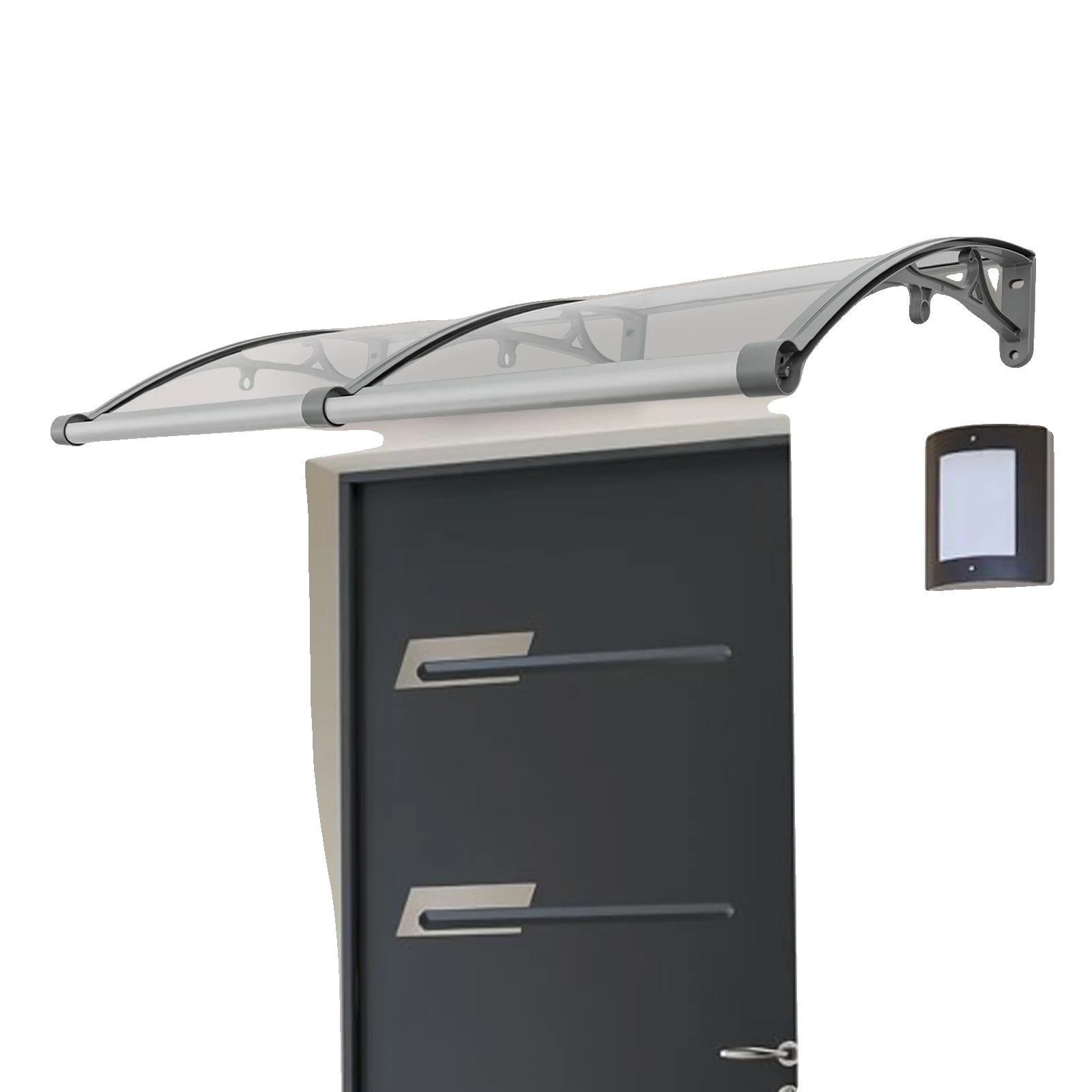 Türvordach, 120 X 60 Cm, Aluminiumlegierung, 200 Kg Tragfähigkeit, Gebogene Form, Einfache Wartung