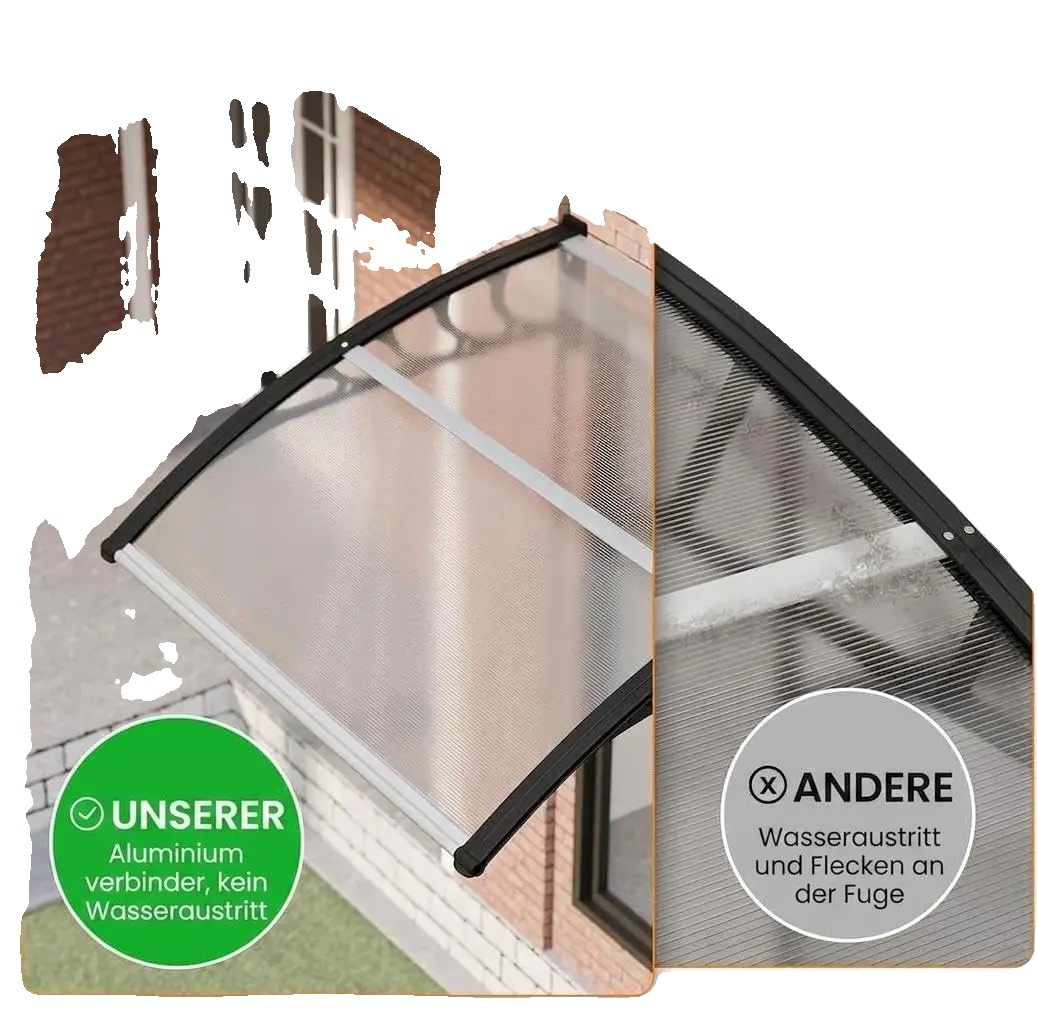 Vordach, Aluminium- Und Polycarbonat-konstruktion, 100 Cm X 150 Cm X 27 Cm, 6 Mm Dicke, 80% Lichtdurchlässigkeit, Temperaturbeständig Von -40 °c Bis