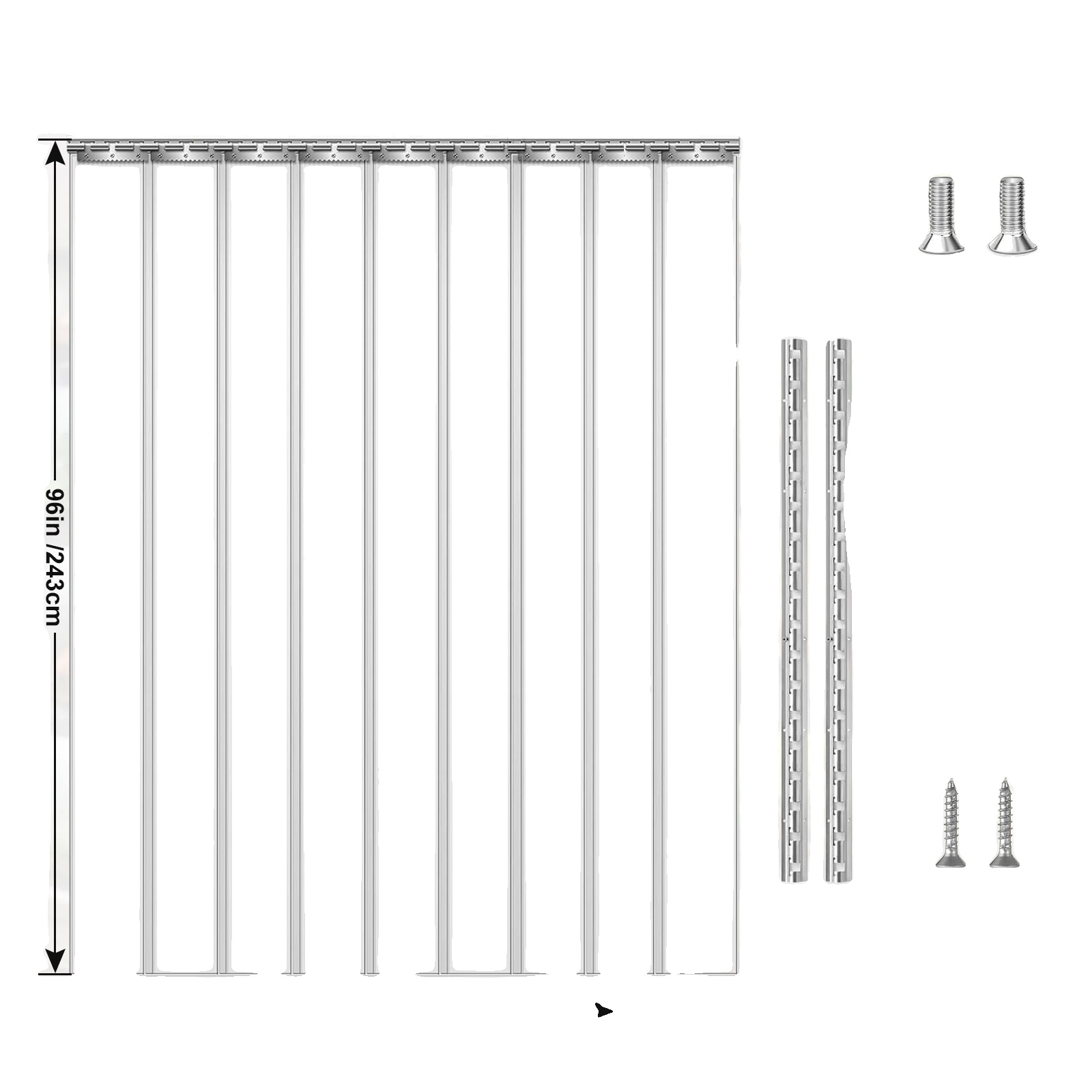 Winddichte Pvc-streifenvorhang, Energieeffizient, Klare Sichtbarkeit, 121x243cm 9stk