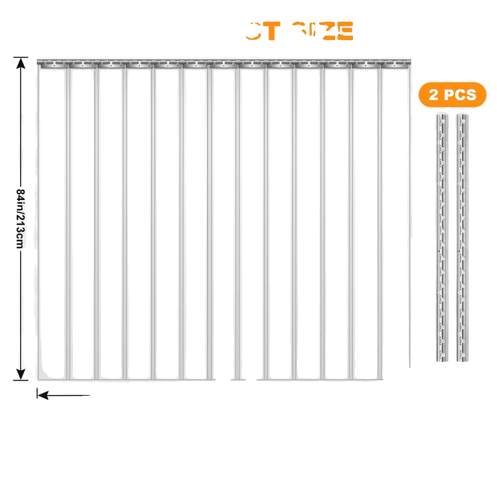 Winddichte Pvc-streifenvorhang, Energieeffizient, Klare Sichtbarkeit, 183x213cm 13stk