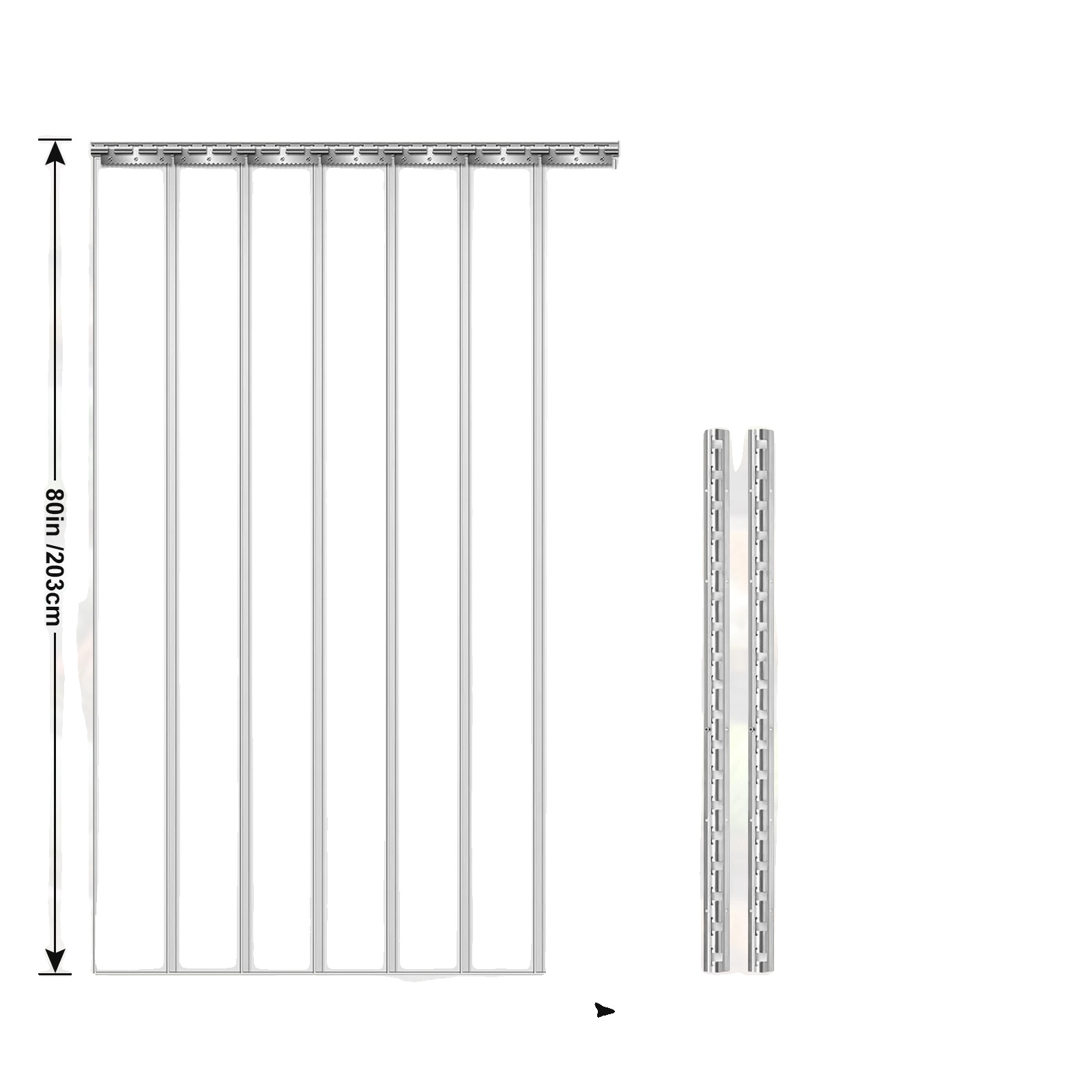 Winddichte Pvc-streifenvorhang, Energieeffizient, Klare Sichtbarkeit, 91x203cm 7stücke
