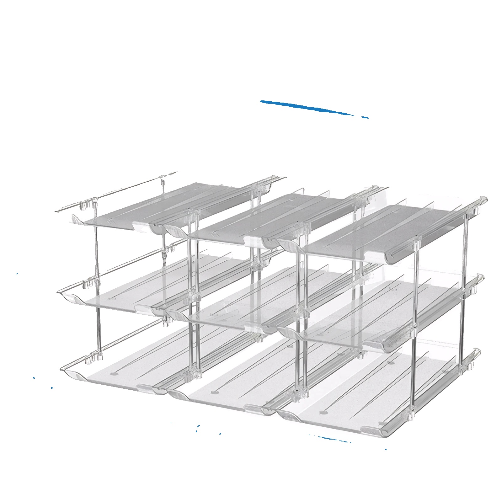Kann Lagerregal, Automatisches Schiebedesign, Platzsparender Organizer, Klar, 3-stufig