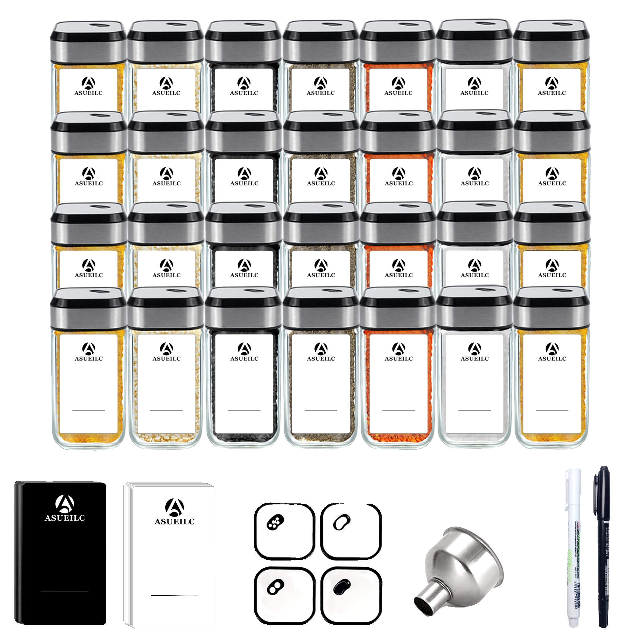 Gewürzglas-set, Luftdichte Aufbewahrung, Verstellbare Dosierung, 35 Pcs