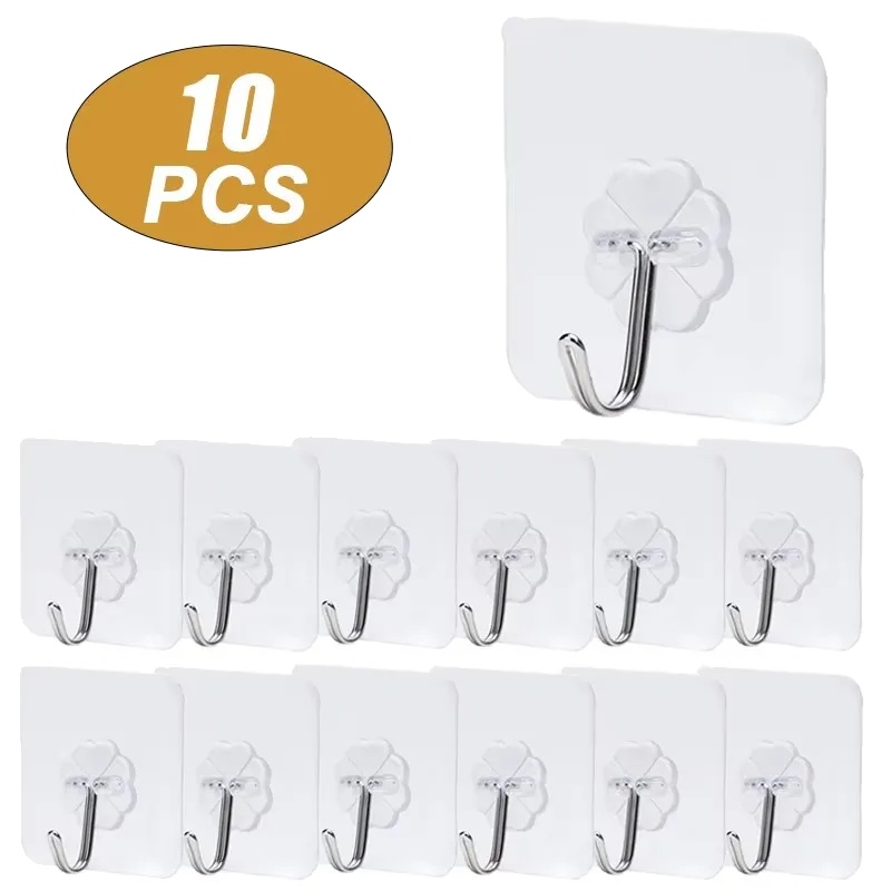 Wandhaken, Selbstklebend, Transparentes Design, 10pcs Haken