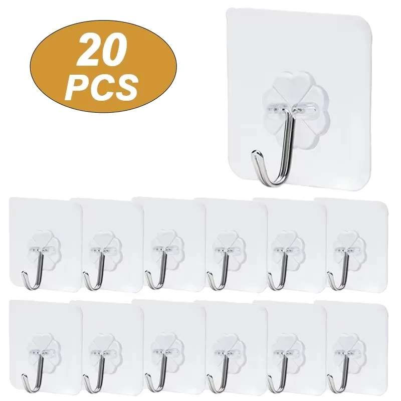 Wandhaken, Selbstklebend, Transparentes Design, 20pcs Haken