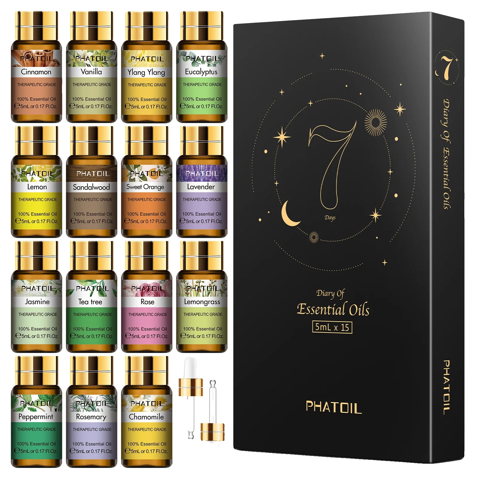 Ätherische Öle, 15-teiliges Set, Natürliche Aromatherapie, 15 Stück Set, 5ml