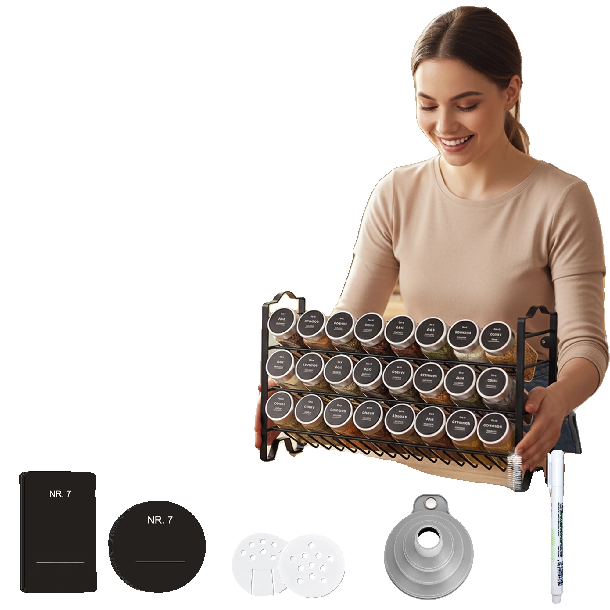 Gewürzglas-set, 25-teilig Mit Luftdichten Deckeln, Langlebige Glasbehälter, 25pcs