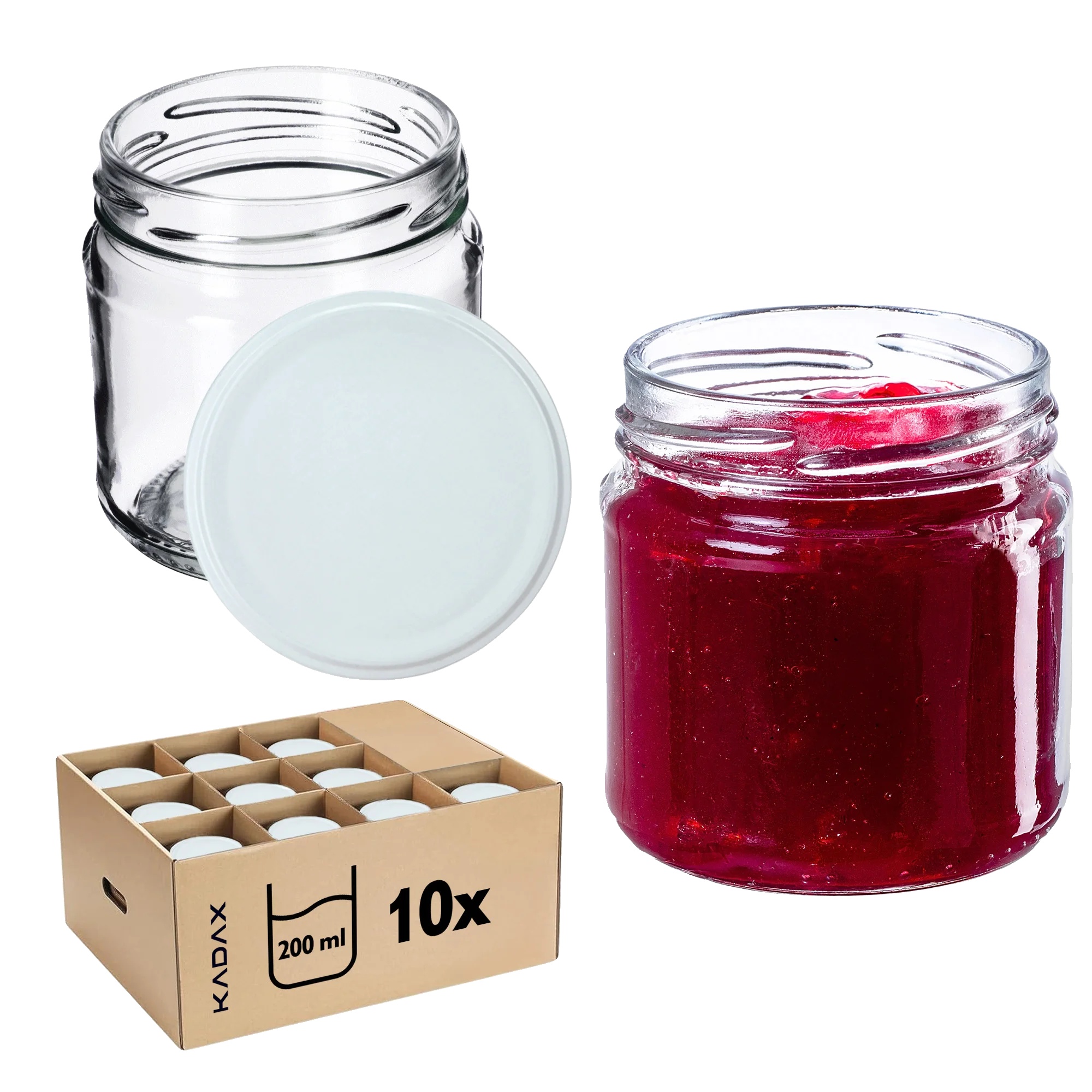 Glasbehälter, 200ml Fassungsvermögen, 66mm Deckeldurchmesser, Spülmaschinenfest, Luftdichter Verschluss, Lebensmittelecht