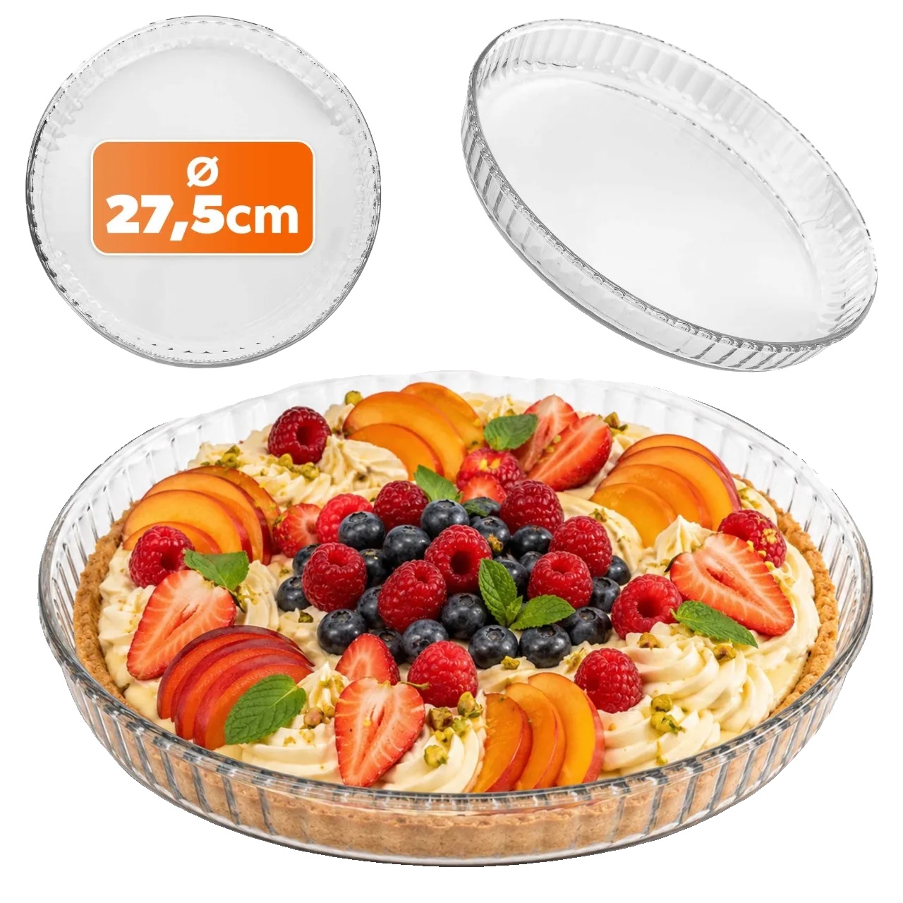 Geriebene Glasform, Hitzebeständiges Glas, 26 Cm Durchmesser, Ofenfest, Luftdichtes Design, Ce-zertifiziert