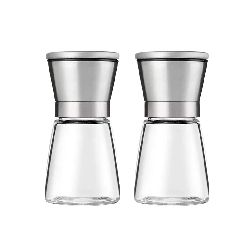 Manuelle Salz- Und Pfeffermühle, Einstellbare Körnung, Umweltfreundliches Design, Kurzer Grinder 2 Stück