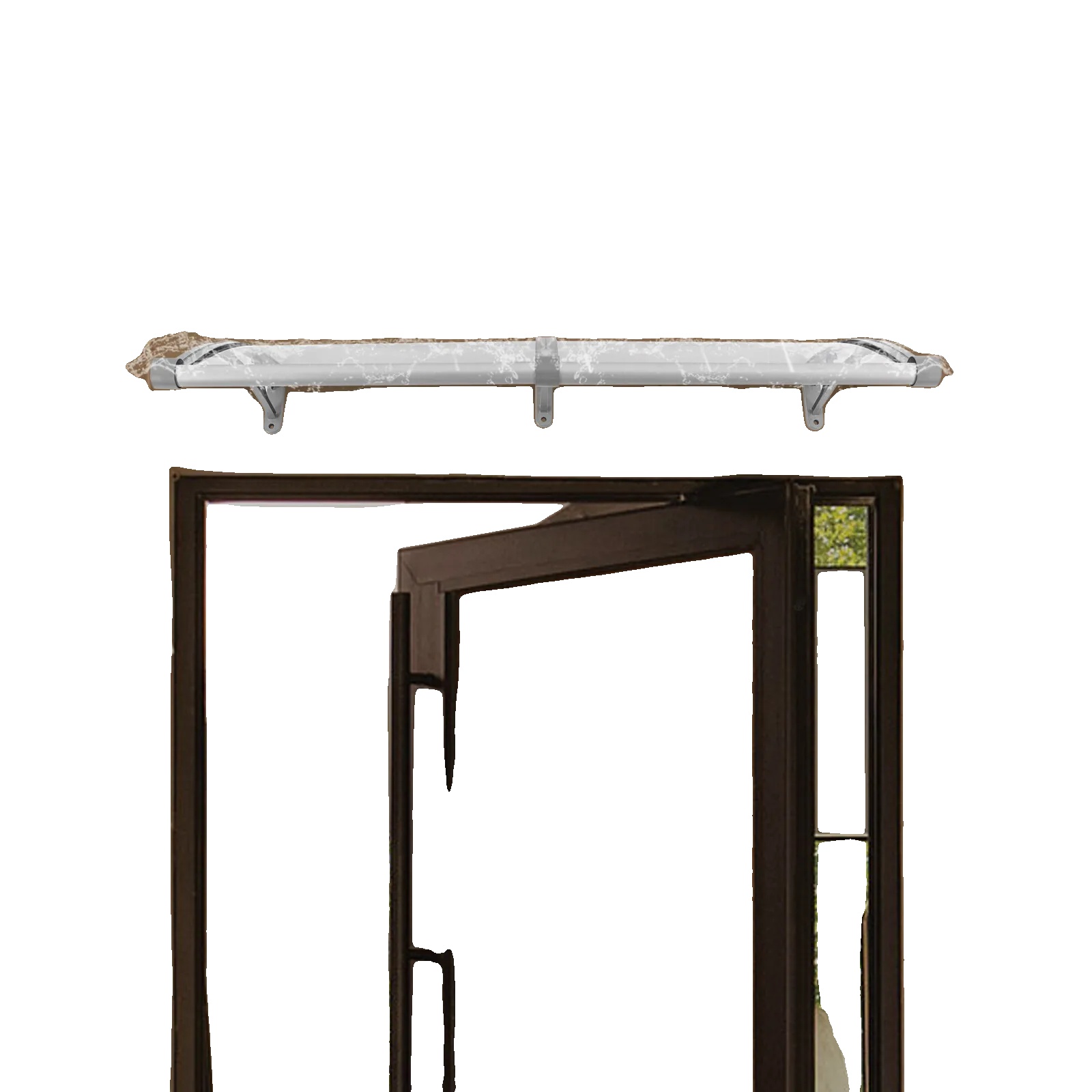 Bogen-türvordach, Transparentes Polycarbonat, Abmessungen 120 X 90 Cm, Abdeckfläche Bis Zu 5 M², Integrierte Rinnen, Einfache Installation